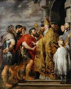 Saint Ambrose forbids emperor Theodosius I to enter the church